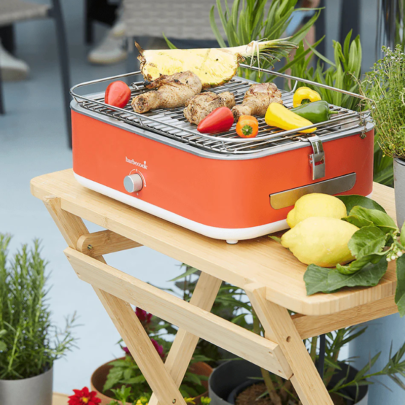 E-Carlo Barbecook Red  Compact Electric BBQ for Balcony & Travel
