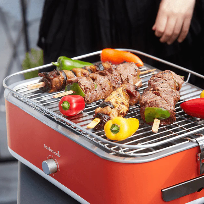 E-Carlo Barbecook Red  Compact Electric BBQ for Balcony & Travel