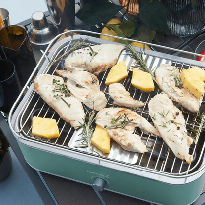 E-Carlo Barbecook Paris Green - Compact Electric BBQ for Balcony & Travel
