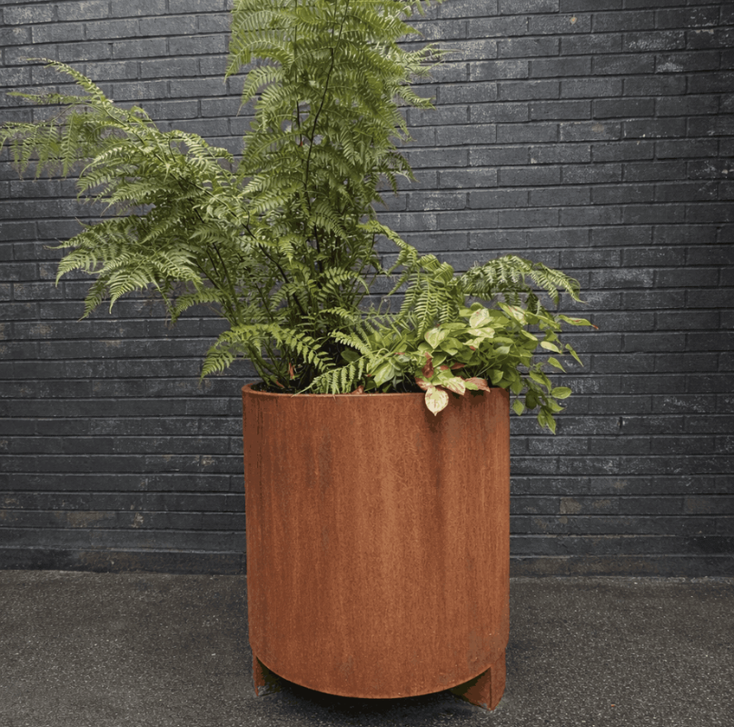 Henley Corten Steel Cylindrical Planter With Feet UK