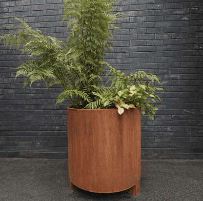 Henley Corten Steel Cylindrical Planter With Feet UK