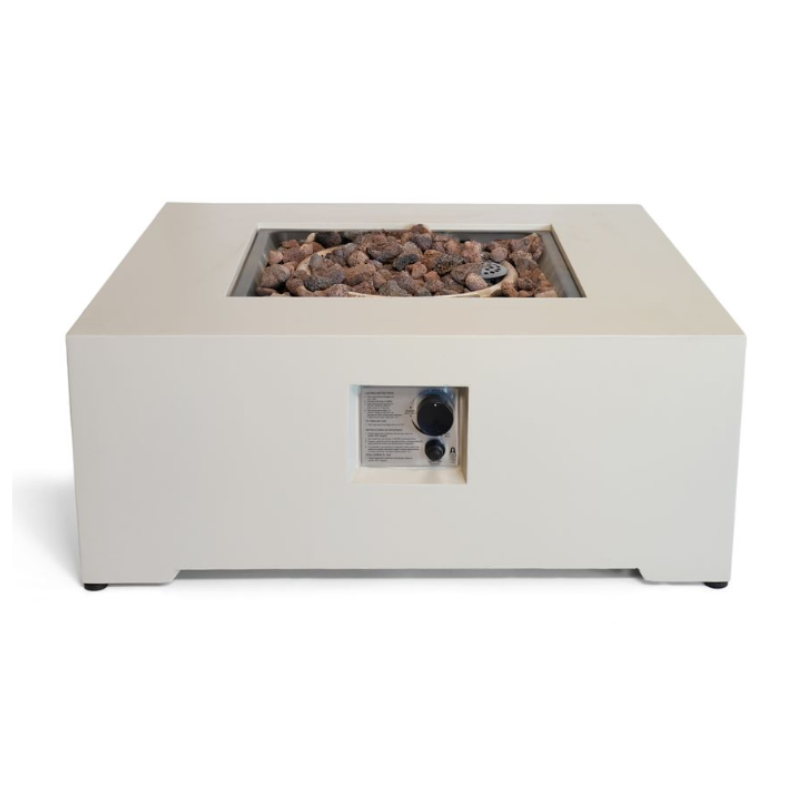 Happy Cocooning, Estate, Square 88cm Gas Fire Table Stone - Oyster Beige