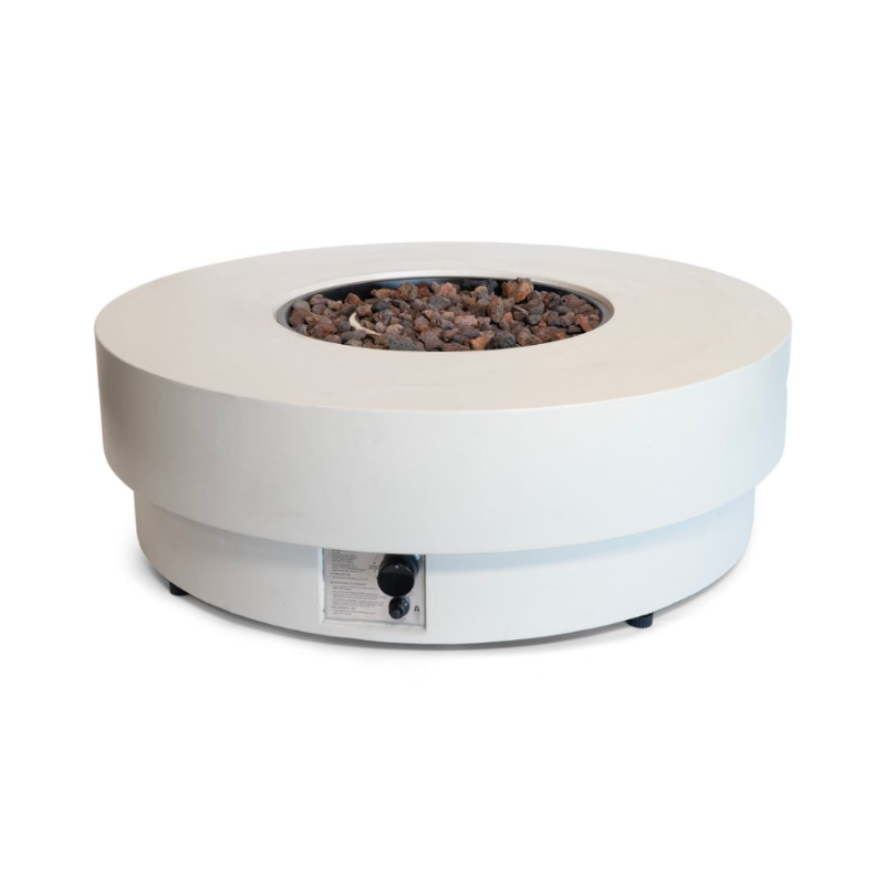 Happy Cocooning, Estate, Round 105cm, Gas Fire Table, Stone - Oyster beige