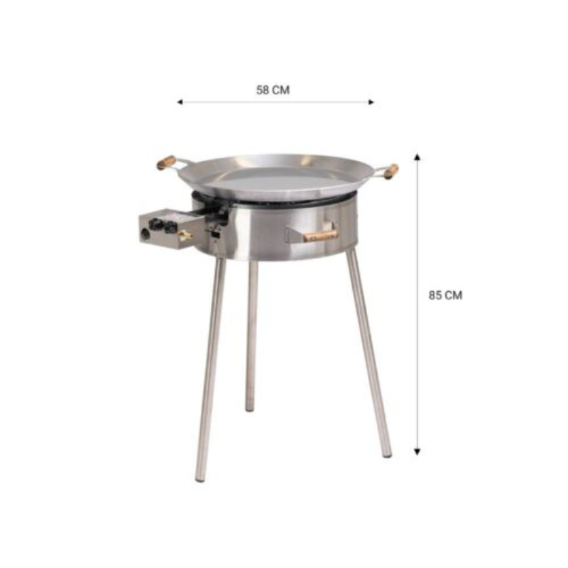 GrillSymbol PRO 580 Inox Paella Gas Cooking Set 58cm Outdoor BBQ