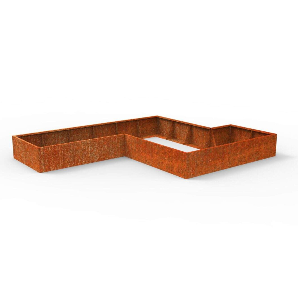 Brampton Corner Modular Planter in Rustic Patina Steel