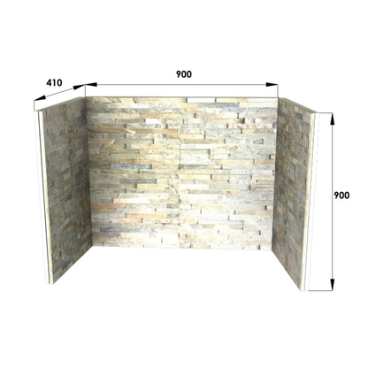 Quartz Slate Fireplace Chamber with Hand Built Natural Stone Finish