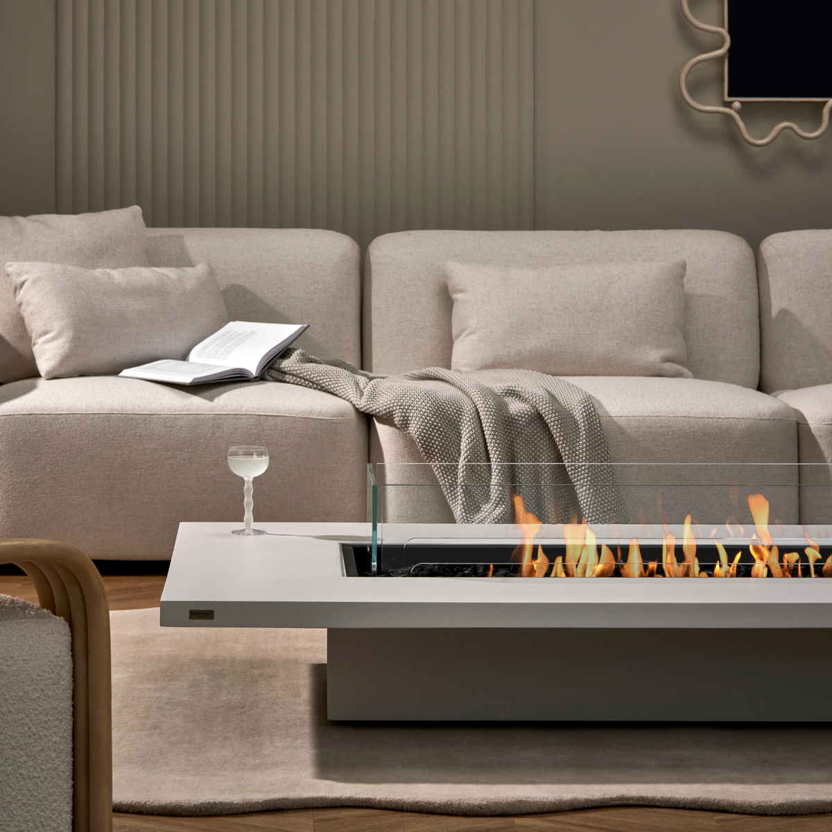 EcoSmart Daiquiri 70VL Fire Pit Table with Dual Function Design | Bioethanol Flame & Gas Burner Options