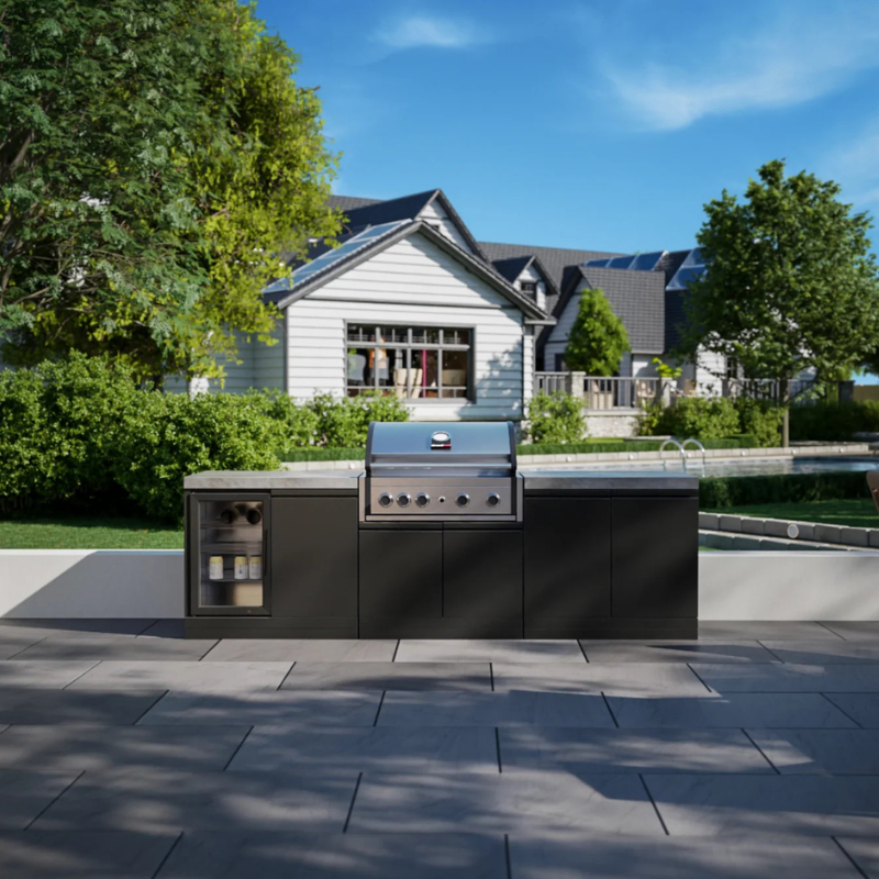 GrandPro Eite Outdoor Kitchen Pro 4 Burner Barbecue, and Fridge - 2.7m