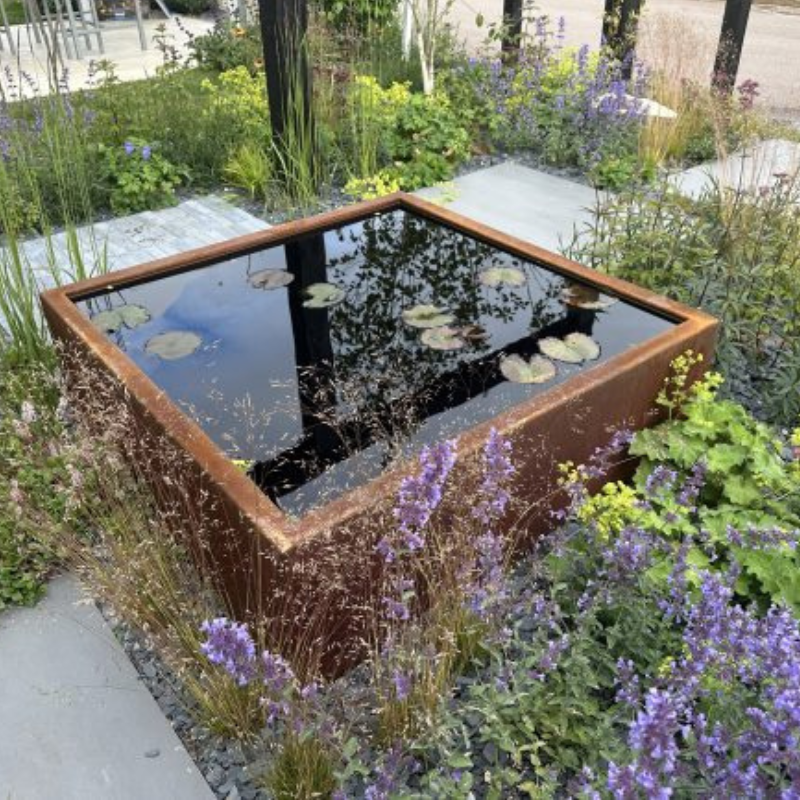 Handmade Corten Steel Cube Pond | British Made Garden Water Feature