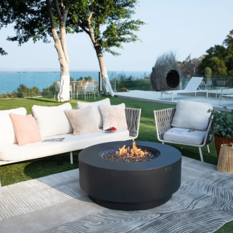Elementi Plus Nimes Fire Table Dark Grey Concrete Outdoor