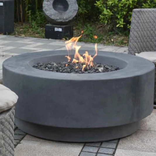 Elementi Ross, Fire Table, Concrete Outdoor Round, 45,000 BTU