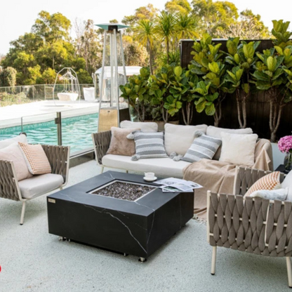 Elementi Plus, Sofia, Fire Table, Marble, Porcelain Outdoor, 60,000 BTU