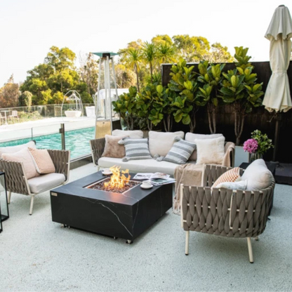 Elementi Plus, Sofia, Fire Table, Marble, Porcelain Outdoor, 60,000 BTU