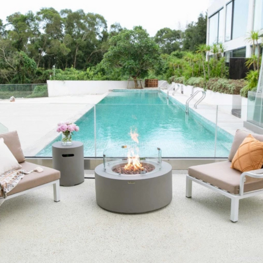 Elementi, Tramore Fire Table, Glass Fibre, Concrete Outdoor, 50,000 BTU