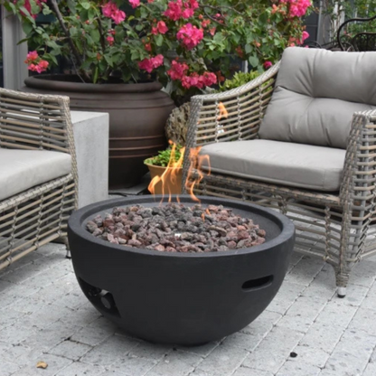 Elementi, Jefferson Fire Bowl, Glass-Fibre Reinforced Concrete Outdoor Propane, 40,000 BTUs