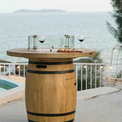 Elementi, Lafite Barrel Fire Table, Rustic Concrete Outdoor Propane, 45000 BTUs