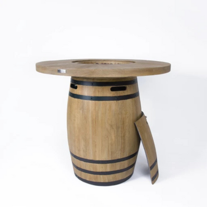 Elementi, Lafite Barrel Fire Table, Rustic Concrete Outdoor Propane, 45000 BTUs
