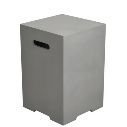 Elementi, Square Tank Cover, Smooth Grey, Concrete Outdoor Accessory, Large