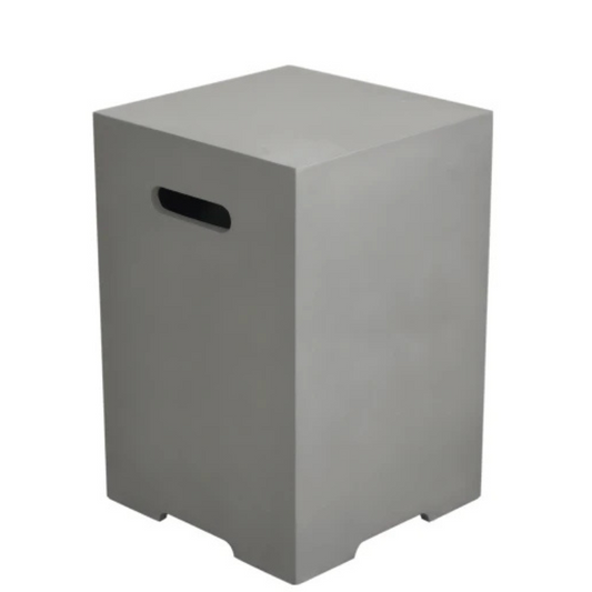 Elementi, Square Tank Cover, Smooth Grey, Concrete Outdoor Accessory, Large