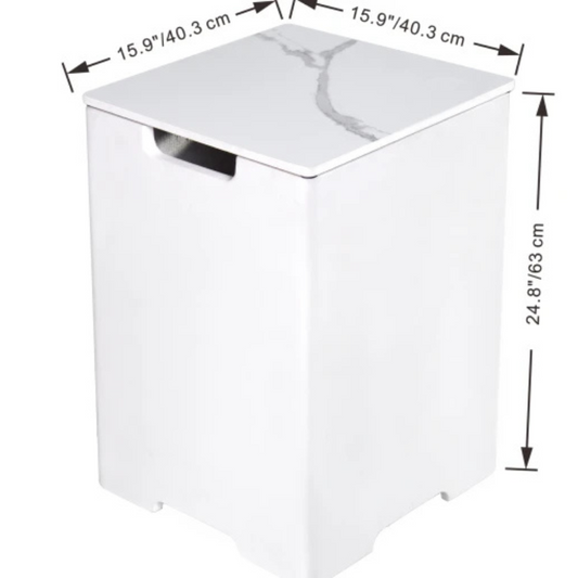 Elementi, Tank Cover, White Porcelain Marble Top Outdoor, Gas Bottle Storage