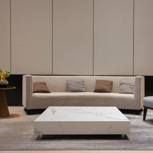 Elementi, Bianco Coffee Table, Square Large, Marble Porcelain Outdoor