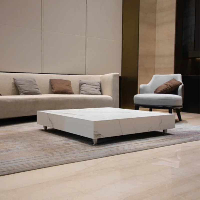 Elementi, Bianco Coffee Table, Square Large, Marble Porcelain Outdoor