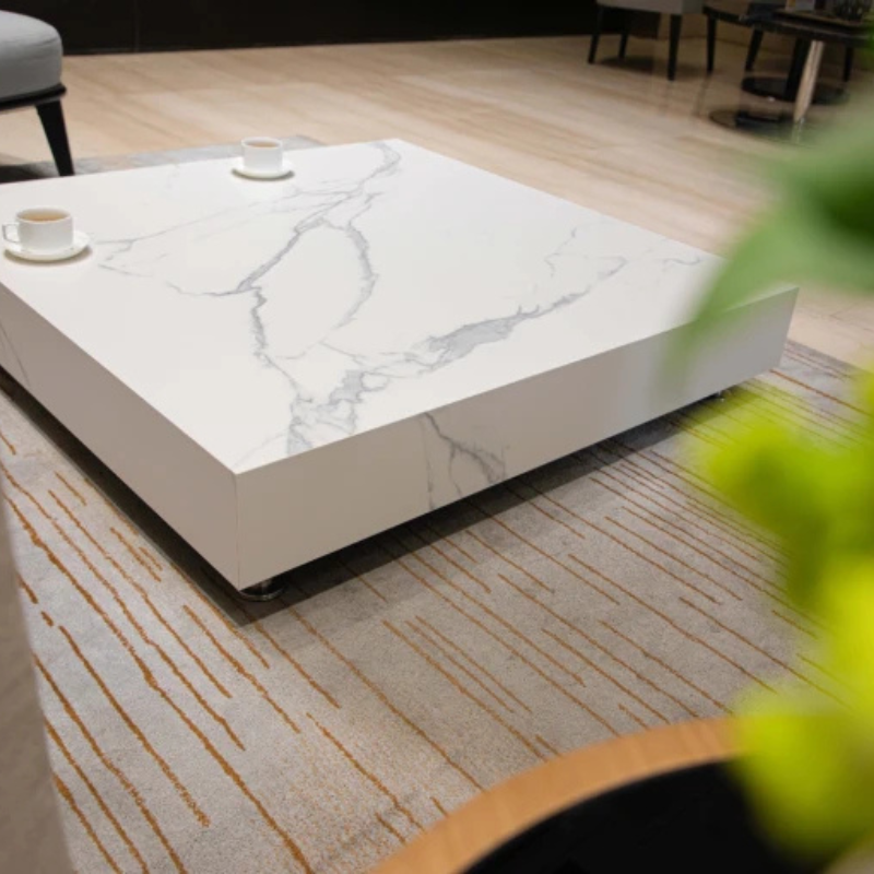 Elementi, Bianco Coffee Table, Square Large, Marble Porcelain Outdoor