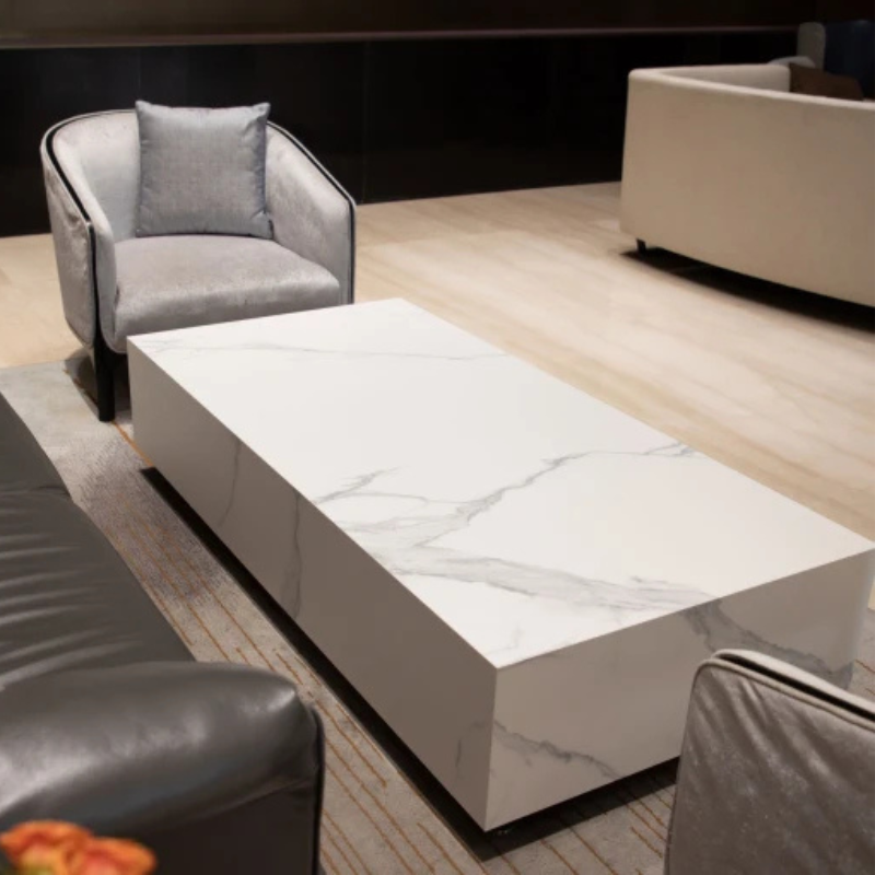 Elementi, Bianco Coffee Table, Rectangle Marble Porcelain Outdoor