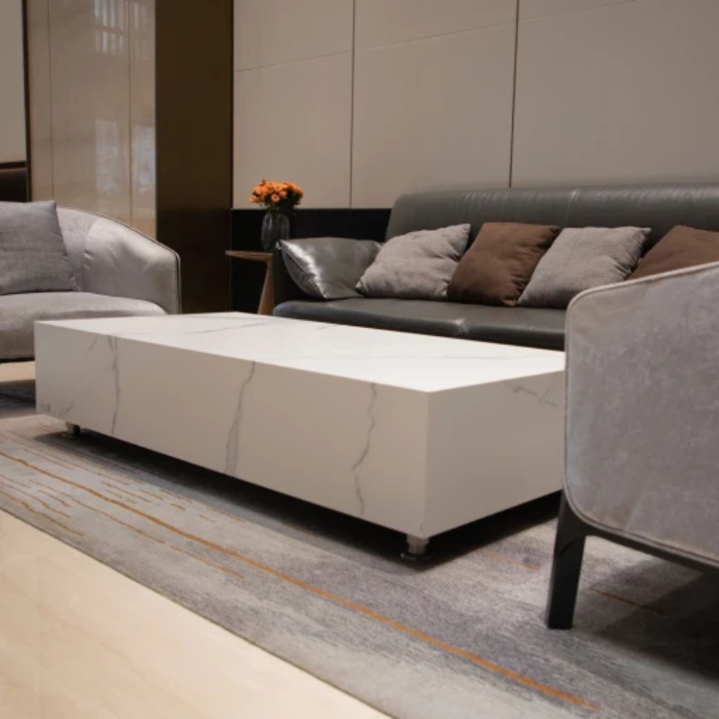 Elementi, Bianco Coffee Table, Rectangle Marble Porcelain Outdoor