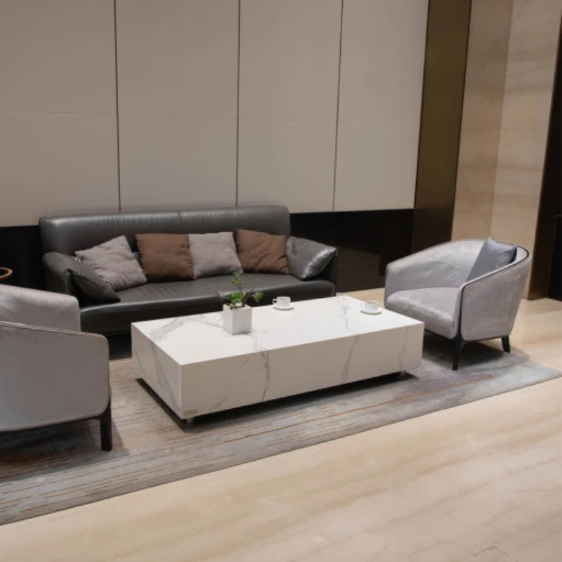 Elementi, Bianco Coffee Table, Rectangle Marble Porcelain Outdoor