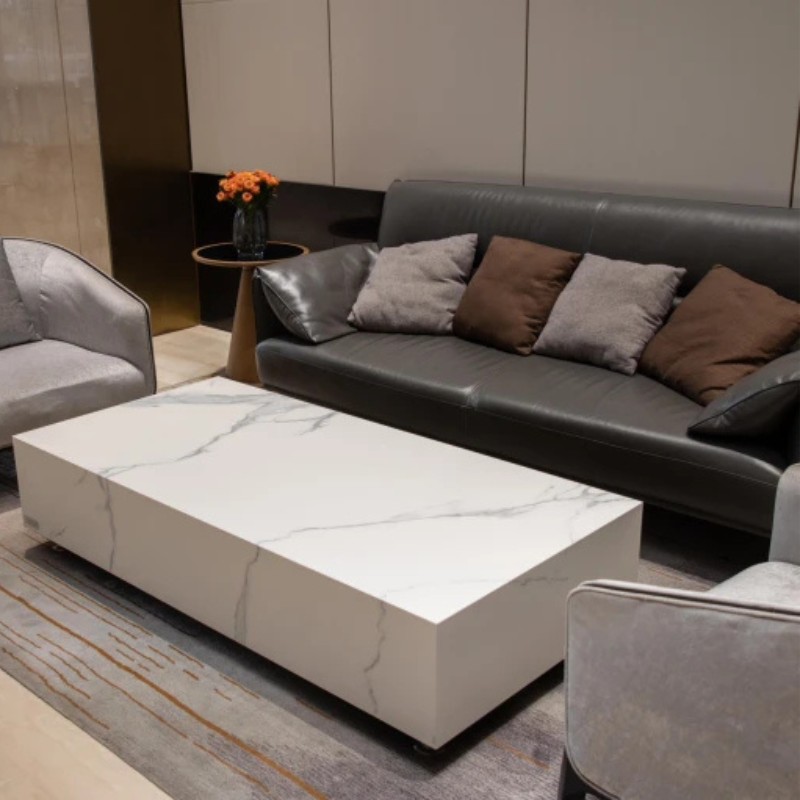 Elementi, Bianco Coffee Table, Rectangle Marble Porcelain Outdoor
