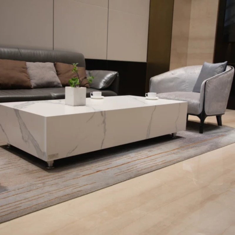 Elementi, Bianco Coffee Table, Rectangle Marble Porcelain Outdoor