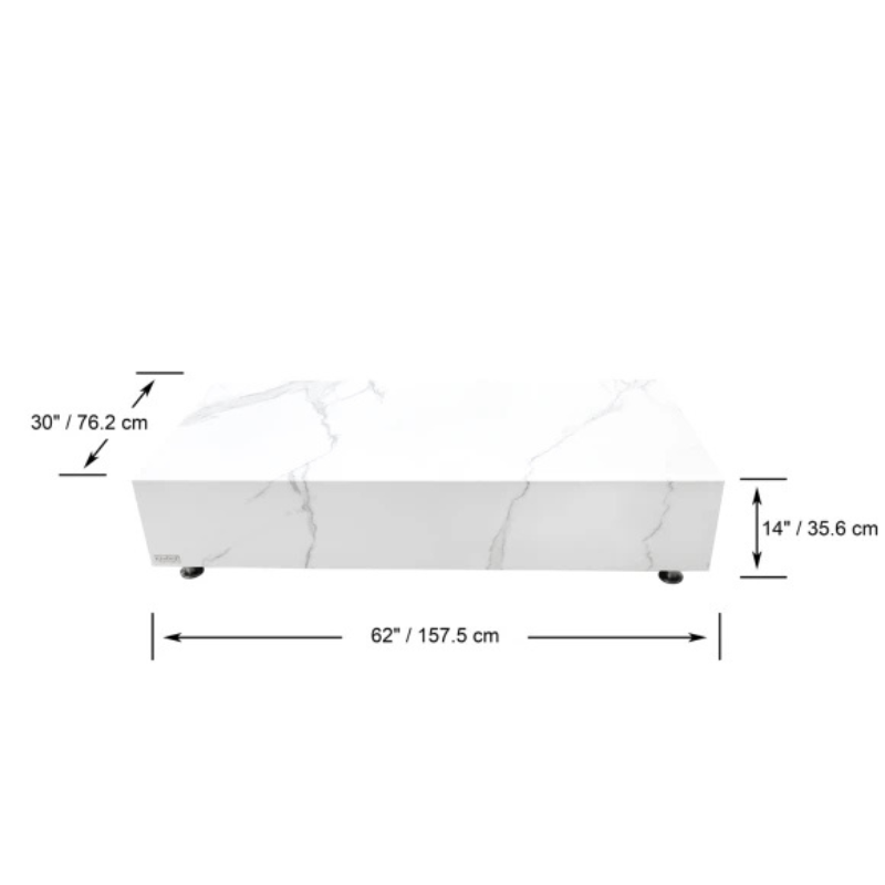 Elementi, Bianco Coffee Table, Rectangle Marble Porcelain Outdoor