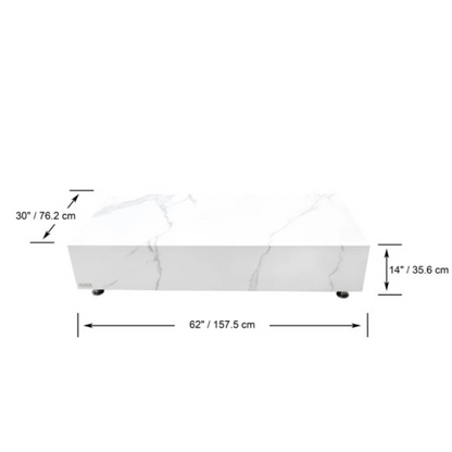 Elementi, Bianco Coffee Table, Rectangle Marble Porcelain Outdoor
