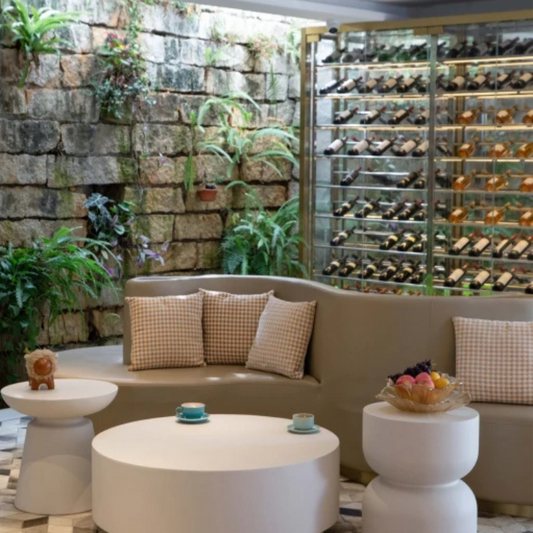 Elementi, Chronos Side Table, Cream White Outdoor