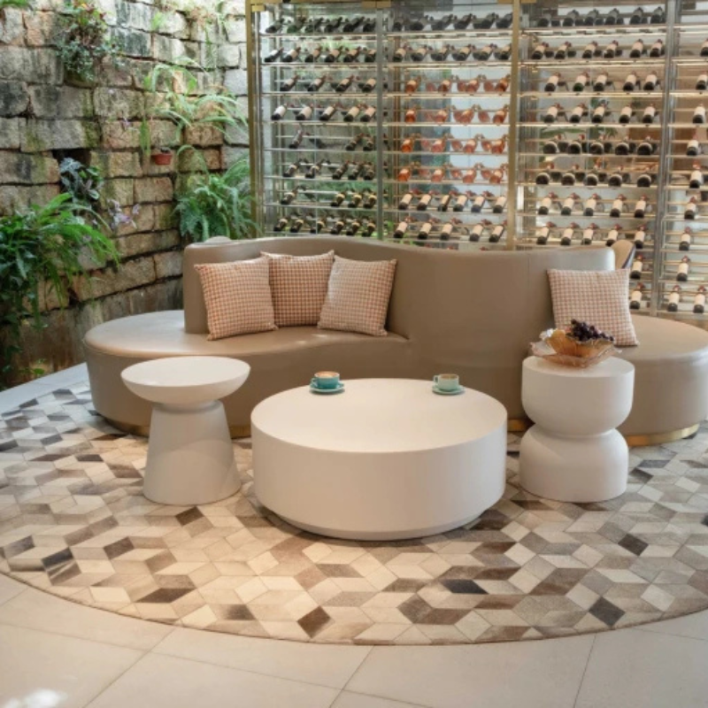 Elementi, Chronos Side Table, Cream White Outdoor