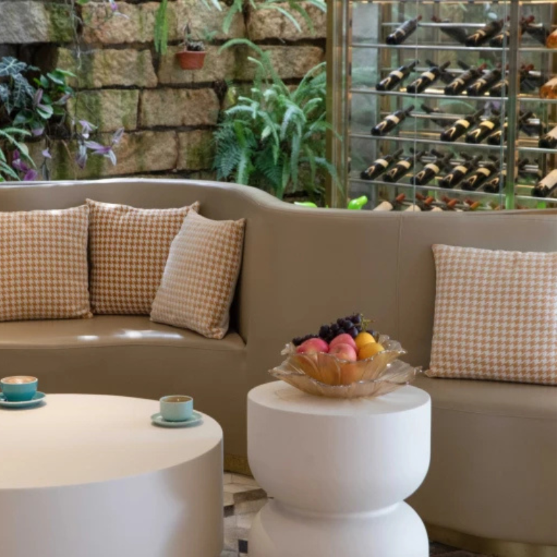 Elementi, Chronos Side Table, Cream White Outdoor