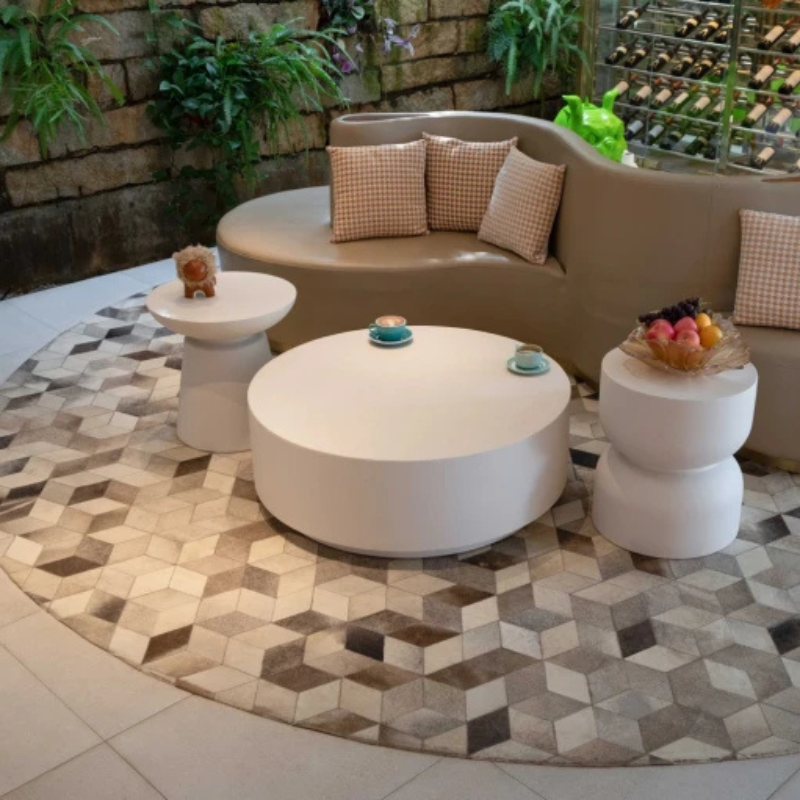 Elementi, Chronos Side Table, Cream White Outdoor