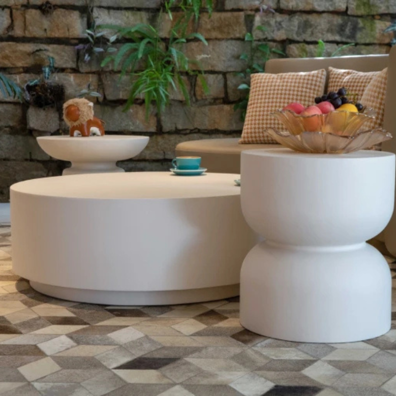 Elementi, Chronos Side Table, Cream White Outdoor