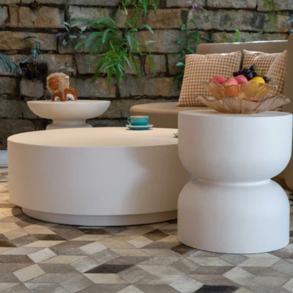 Elementi, Chronos Side Table, Cream White Outdoor
