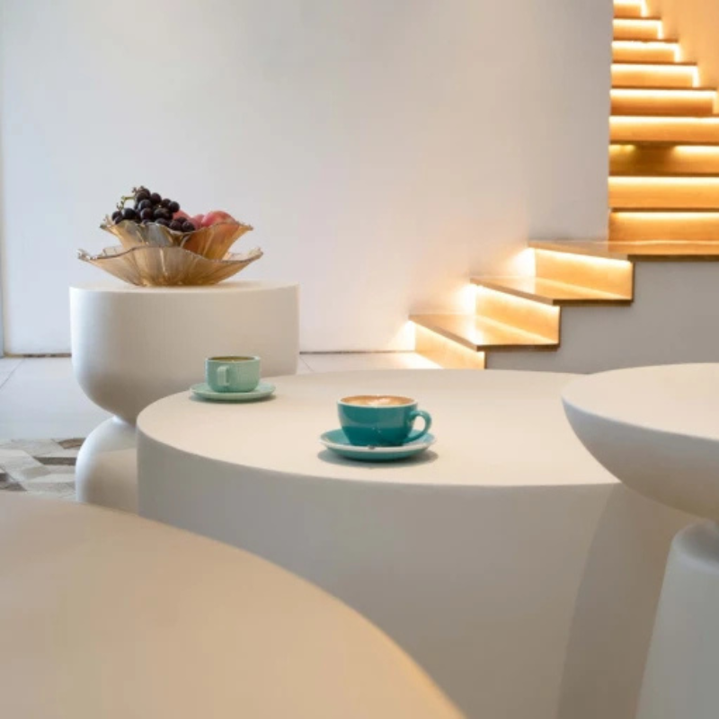 Elementi, Chronos Side Table, Cream White Outdoor