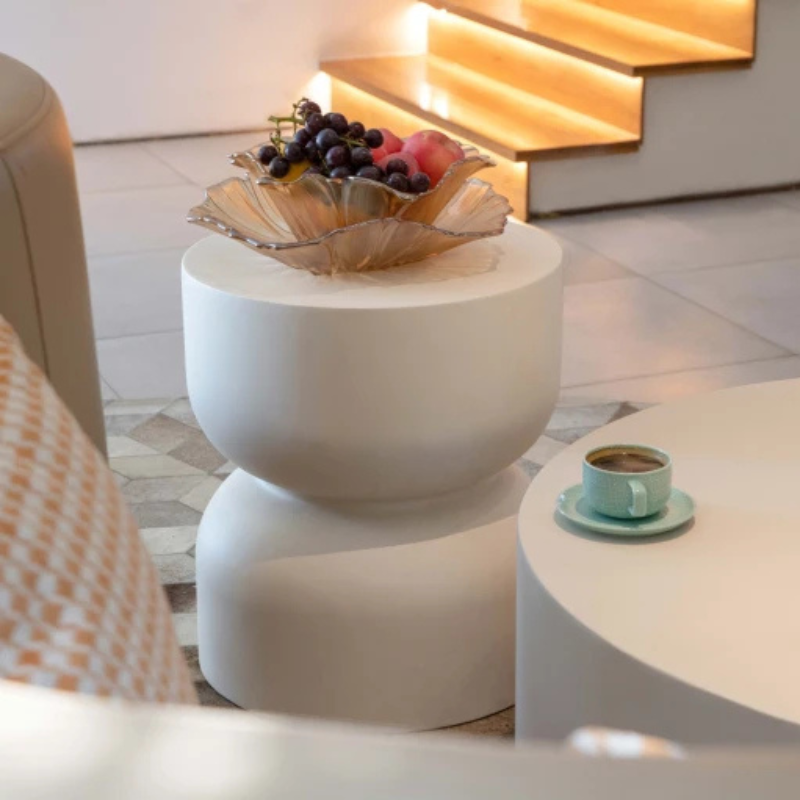 Elementi, Chronos Side Table, Cream White Outdoor