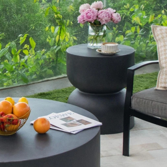 Elementi, Chronos Side Table, Slate Black Outdoor