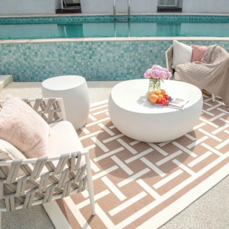 Elementi, Ikaria Cobble Side Table, Cream White Outdoor/Indoor