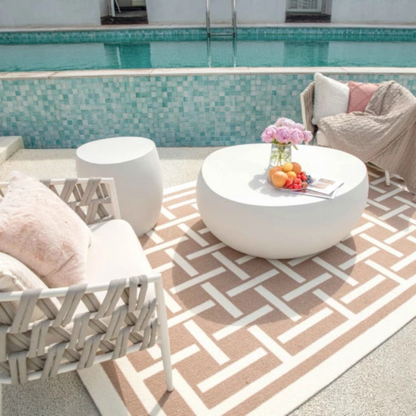 Elementi, Ikaria Cobble Side Table, Cream White Outdoor/Indoor