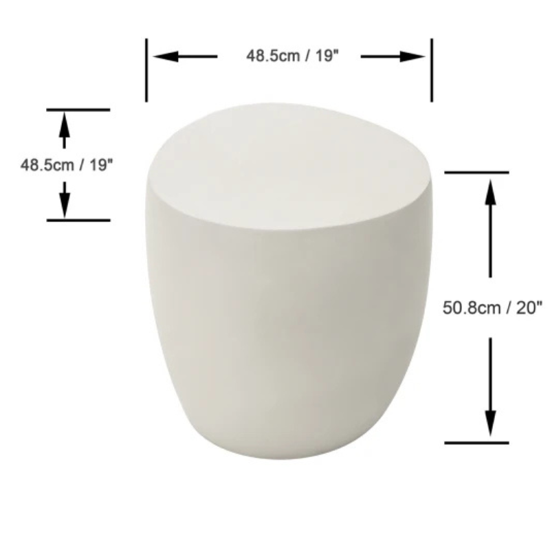 Elementi, Ikaria Cobble Side Table, Cream White Outdoor/Indoor