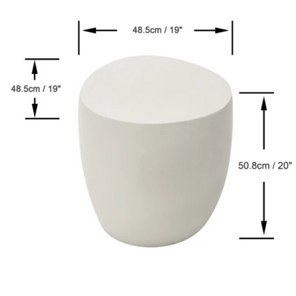 Elementi, Ikaria Cobble Side Table, Cream White Outdoor/Indoor