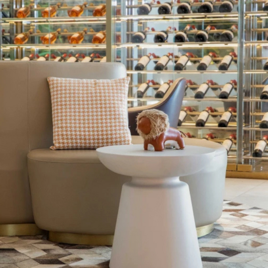 Elementi, Kylix Side Table, Cream White Outdoor Concrete