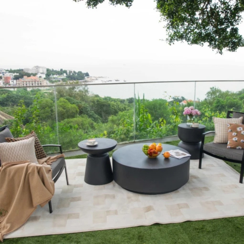 Elementi, Kylix Side Table, Slate Black Outdoor Concrete
