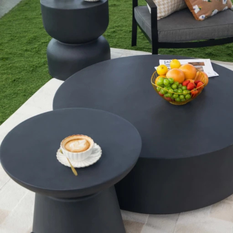 Elementi, Kylix Side Table, Slate Black Outdoor Concrete